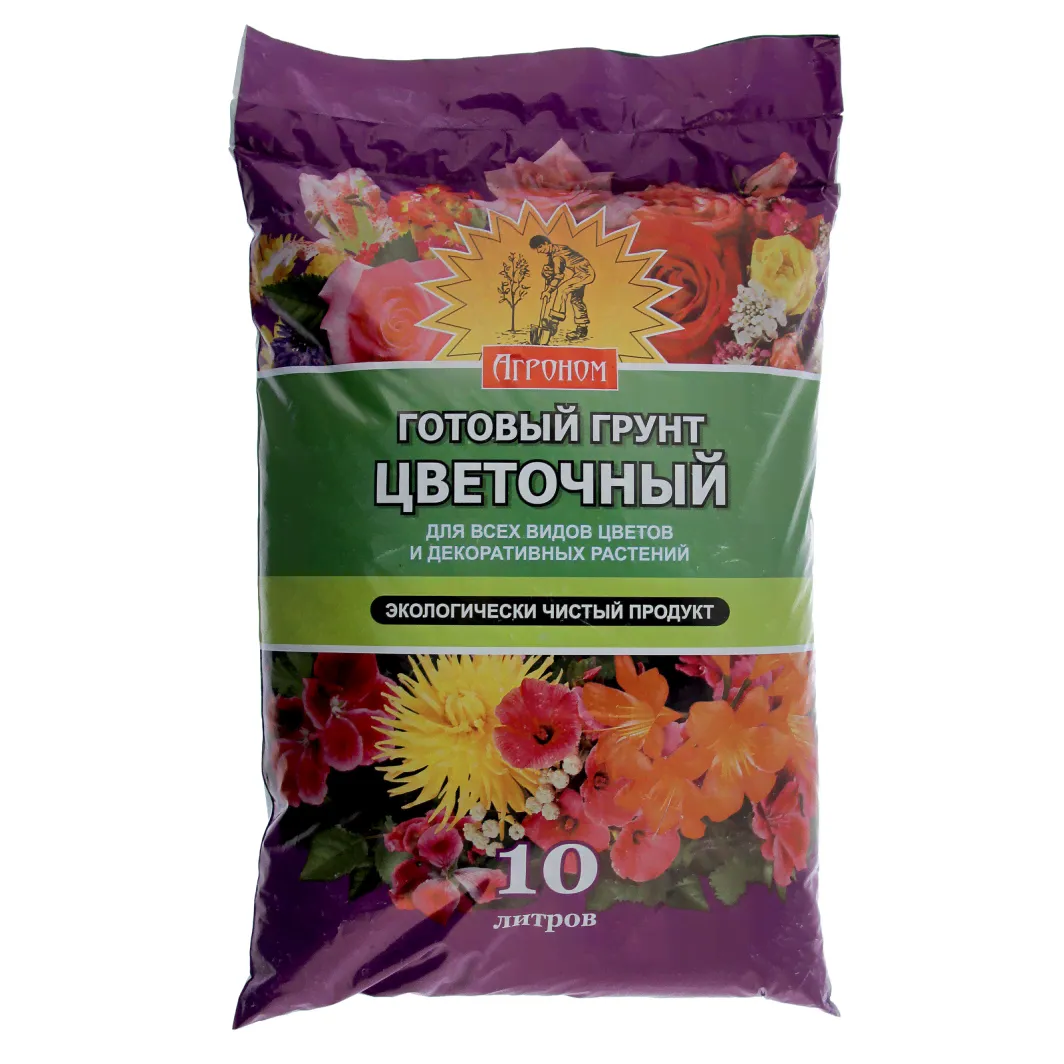 Почвогрунт Сам себе Агроном Цветочный, для всех видов цветов и декоративных растений, 10 л-3
